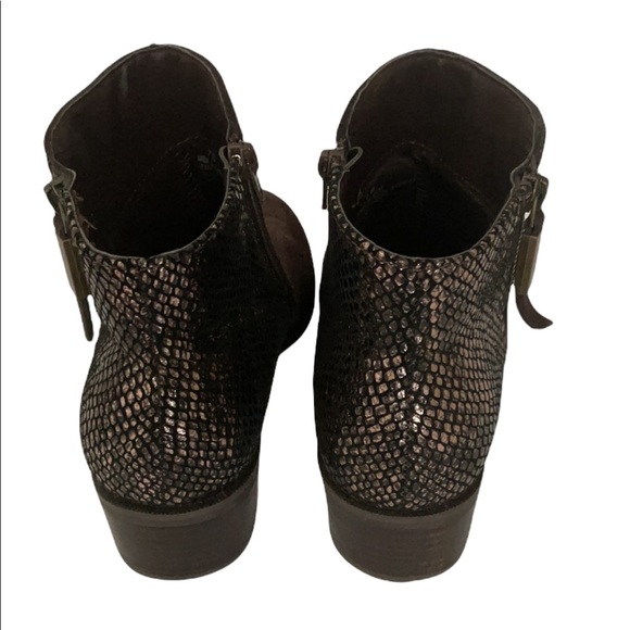 Like New Sporto Brown Suede and Snake Skin Booties Size 7W - Picture 4 of 7